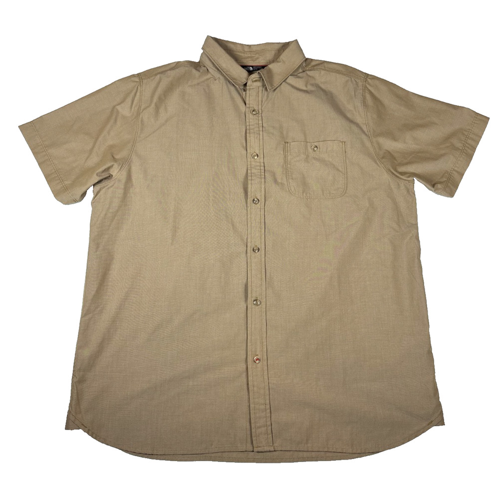 THE NORTH FACE MEN'S BUTTON-DOWN SHIRT KHAKI SHORT SLEEVE SIZE XL